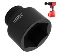 36mm 1/2" Drive Deep Impact Socket 6-Point Chrome Molybdenum Steel Axle Nut Socket Compatible with Impact Wrench Ratchet Breaker Bar Heavy Duty Black Phosphate Finish for Repair Maintenance