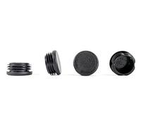36mm diameter Round ribbed black plastic insert plugs end caps made in Germany (Pack of 4, see second image for dimensions).