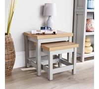 36mm Oak Top Coffee Nest of 2 Tables Occasional Side End Tables Stackable