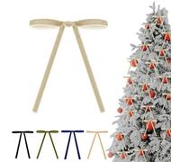 36P Christmas Off-White Velvet Bows,5x7in Christmas Tree Bows with Twist Ties,Vintage Wedding Velvet Ribbon Gift Bow,Velvets Bow for Xmas Wreaths Garland Velvets Ribbon Bowfor Holiday Xmas Tree Décor