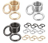 36Pack Dual-SizekCarabiner Clips - 34mm & 26mm Zinc Alloy Spring O Rings for Purses, Keychains, Dog Collars | Heavy Duty Rustproof Snap Hooks with Easy Trigger Release (Silver Rose Gold and Black