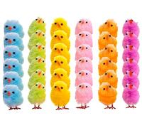 36pc Easter Chicks for Craft - Coloured Small Fluffy Easter Chick Decorations 6 Colours Included - Colourful Little Baby Chicken Decorations for Kids Bonnet Making, Egg Hunt Fillers, Arts and Crafts