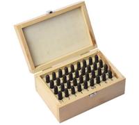 36Pc Large Letter and Number Punch - Metal Stamp, Security Marker 5Mm Set | with A Wooden Storage Box for Use On Multiple Surfaces Including Paper, Leather, Plastic, Wood and Metal