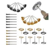 36PC Mini Wire Brush Set 3mm Shank Brass Cup Wheel Drill
