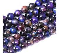 36PCS 10MM 3A Blue Purple Starry Sky Tiger Eye Stone Beads Natural Gemstone Bead Crystal Healing Energy Jewelry Making DIY 15 inches