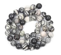36PCS 10mm Natural Black Network Zebra Stone Round Beads for Jewelry Making DIY Bracelet Necklace