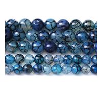 36PCS 10mm Natural Blue Dragon Vein Agate Stone Beads Healing Energy Beads for Jewelry Making Bracelet Necklace DIY Necklace 15" Necklace Earrings (Blue Dragon Vein Agate, 10mm)