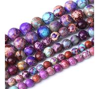 36PCS 10MM Natural Galaxy Sea Sediment Jasper Stone Beads Energy Healing Beads for DIY Jewelry Bracelet Necklace Making for Jewelry Making15Inch