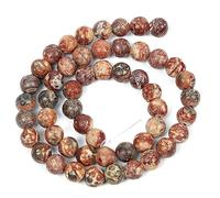 36PCS 10mm Natural Red Leopard Skin Stone Round Beads for Jewelry Making DIY Bracelet Necklace