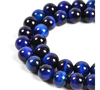 36pcs 10mm Natural Sapphire Tiger's Eye Gemstone Round Spacer Loose Stone Beads for Jewelry Making 15.5" 1 Strand (Sapphire Tiger's Eye, 10mm 36Beads)