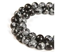 36pcs 10mm Natural Snowflake Gemstone Round Spacer Loose Stone Beads for Jewelry Making 15.5" 1 Strand