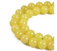 36pcs 10mm Natural Yellow Jade Gemstone Round Spacer Loose Stone Beads for Jewelry Making 15.5" 1 Strand
