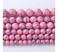 36Pcs 10mm Turquoise Beads Pink Stone Natural Round Loose Spacer Beads for DIY Jewelry Making Bracelet Necklace 1 Strand 15 Inch