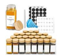36pcs 120ml Clear Round Glass Spice Jars Spice Bottles with Shaker Lids Bamboo Lids and Labels, Empty Spice Containers with Shaker Lids and Funnel, Airtight Storage Jars for Spices, Herbs, Seasonings