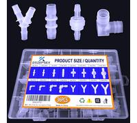36Pcs 16-Size Check valve & Hose Fittings Assortment,Barb Fittings，90 Degree Elbow L Fitting，one way valve，Y Fitting for Fuel, Gas, Liquid, Air Tubing