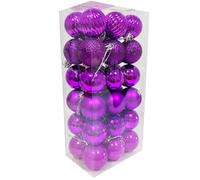 36PCS 3CM Christmas Baubles Christmas Balls Christmas Tree Decorations Mini Shatterproof Christmas Balls Hanging Ornaments for Home Xmas Party, Purple