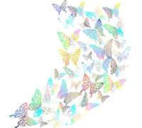 36Pcs 3D Butterfly Wall Stickers, 3 Sizes, Colorful Butterflies Wall Decals for Bedroom, Party, Wedding Decors, Multicolor Cake Butterfly Decorations, Removable 3D Wall sticker