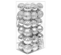 36PCS 4CM Christmas Baubles Xmas Balls Tree Decorations Small Shatterproof Christmas Tree Balls Hanging Ornaments for Home Holiday Party, Silver