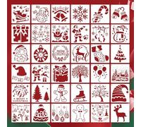 36Pcs 6 x 6 Inch Christmas Stencils for Painting on Wood，Reusable Merry Christmas & Santa Drawing Templates Snowflakes Holiday Stencils DIY Craft Template Set for Wall Rock Home Decor