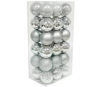 36PCS 6CM Christmas Baubles Christmas Balls Christmas Tree Decorations Large Shatterproof Christmas Balls Hanging Ornaments for Home Xmas Party, Silver