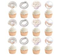 36Pcs a Little Pearl Is on the Way Cupcake Toppers Baby Shower Decoration