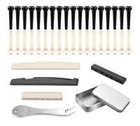 36PCS Acoustic Guitar Bridge Pins with 2 PCS Guitar Bridge Saddle Nut and 1PCS Bridge Pin Puller Remover, Guitar Parts Accessories Replacement Tools (Ivory & Black)