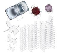 36pcs Acrylic Rock Display Stand,3 Sizes Mini Crystal Display Shelf,Transparent Acrylic Crystal Holder for Displaying Rock Geodes Mineral Agate Coral Gemstones,Small Collectibles