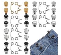 36Pcs Adjustable Waist Buckle Extender, 6 Style Detachable Jean Button Pins No Sewing Required Reusable Jean Buttons, Pant Waist Tightener Clip Snap for Jeans Dress Fit Instant Button for Pants, 6 Set
