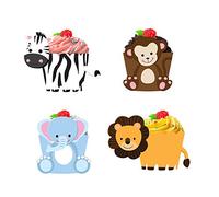 36Pcs Animal Cupcake Wrappers Toppers, for Jungle Safari Party Baby Shower Birthday Party Fairy Cake Decoration