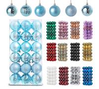 36Pcs Baby Blue Baubles for Christmas Tree Decorations,40mm/1.57" Small Xmas Bauble Hanging Ball,Christma Balls Ornament with String,Shatterproof Ice Blue Christmas Baubles for Xmas Tree Holiday Party