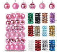 36Pcs Baby Pink for Christmas Tree Decorations,30mm/1.18" Mini Xmas Bauble Hanging Ball,Christma Balls Ornaments with String,Shatterproof Pink Christmas Baubles for Xmas Tree Wedding Holiday Party