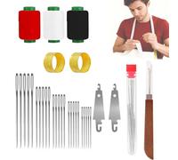 36PCS Big Eye Steel Sewing Needles Five-Colored Thread Kit, Stainless Steel Needles for Hand Sewing, Portable DIY Hand Made Craft Set for Handcraft Lovers (34pcs)