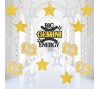 36pcs Big Gemini Energy Hanging Swirl Decorations - Glitter Gemini Birthday Decorations Gemini Season Decor Zodiac Sign May June Constellation Birthday Decor Astrology Party Supplies