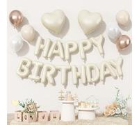 36pcs Birthday Balloons Decorations Kit - Self-Sealing Letter & Heart Foil Balloons for Party, Gender Neutral Champagne Gold & Rose Gold Balloon Set with Easy Inflate Options