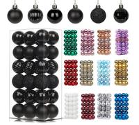 36Pcs Black Baubles for Christmas Tree Decorations,30mm/1.18" Mini Xmas Bauble Hanging Ball,Christma Balls Ornaments with String,Shatterproof Black Christmas Baubles for Xmas Tree Holiday Party Decor