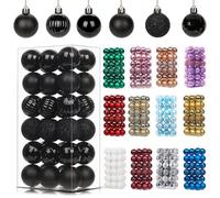 36Pcs Black Baubles for Christmas Tree Decorations,40mm/1.57" Small Xmas Bauble Hanging Ball,Christma Balls Ornaments with String,Shatterproof Black Christmas Baubles for Xmas Tree Holiday Party Decor