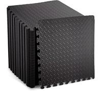 36Pcs Black Gym Flooring Puzzle Mat Interlocking EVA Floor Tiles Non Slip Rubber Cushion For Home Workout Yoga Matting, 60x60cm