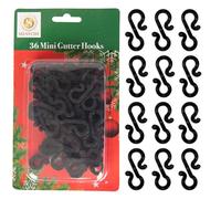 SHATCHI 36Pcs Black Mini Gutter Hooks S Shape - Reusable Christmas Light Hangers, Plastic Gutter Hanging Clips for Outdoor Festival & Seasonal Fairy Lights