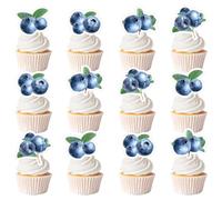 36Pcs Blueberry Cupcake Toppers, Sweet Berry Baby Shower Decorations Blueberry Bridal Shower Decor Cake Decor for Girl Fruit Themed Birthday Baby Shower Bridal Shower Party Decor Supplies