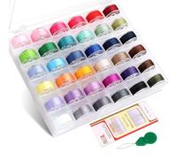 36Pcs Bobbins and Sewing Threads Prewound Bobbins with Case, Needle and Threader for Babylock Singer Janome Brother Multiple Sewing Machine, Standard Size and Assorted Colors