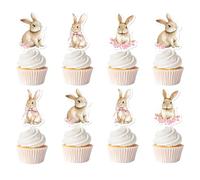 36Pcs Bunny Cupcake Toppers, Coquette Floral Bunny Birthday Cupcake Picks Rabbit Theme Party Decoration for Some Bunny is One Birthday Baby Shower Party Supplies