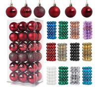 36Pcs Burgundy Baubles for Christmas Tree Decorations,30mm/1.18" Mini Xmas Bauble Hanging Ball,Christma Balls Ornaments with String,Shatterproof Wine Red Christmas Baubles for Xmas Tree Holiday Party