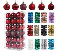 36Pcs Burgundy Baubles for Christmas Tree Decorations,40mm/1.57" Small Xmas Bauble Hanging Ball,Christma Balls Ornaments with Strings,Shatterproof Wine Red Christmas Baubles for Xmas Tree Party Decor