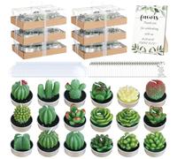 36Pcs Cactus Tealight Candles Set, Mini Decorative Succulent Candles, Scented Plant Candle Handmade for Baby Shower Wedding Birthday Green Party Favors Thankyou Gifts