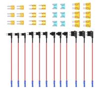 36pcs Car Fuse Tap Set, piggy back fuse holders 4 Types 12V Piggy Back Fuses Mini Adding a Circuit Adapter Fuse Kit Fuse Holder Mini Low Profile Tap Adapter Car Fuse Piggyback for Cars Boats Trucks