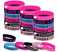 36PCS Cheerleading Party Rubber Bracelets, Sport Cheerleading Game Girl Cheer Dance Party Baby Shower Birthday Party Supplies Decorations Gifts Prize Goodie Bag Favors Inspirational Silicone