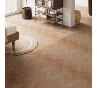 36Pcs Chevron Self-Adhesive PVC Flooring Planks, Yellow-Brown Oak