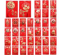 36Pcs Chinese Hong Bao, 5 * 3.1 inch Greetings Chinese Money Lucky Red Envelopes for Chinese New Year, Chinese Festival, Hong Bao Cash Red Pockets for Birthday Wedding Spring Festival