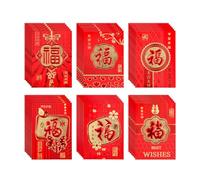 36pcs Chinese New Year Red Envelopes, 3.2x4.53in Chinese Lucky Money Envelopes Hong Bao Envelopes Chinese Red Packets with 6 Gold Foil Fu Designs for Spring Festival New Year Wedding Birthday