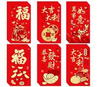 36Pcs Chinese New Year Red Envelopes - Large Red Packet - 2026 Year of the Horse - Hong Bao - Gold Foil Fu Pattern Lai See - Spring Chinese Lucky Money Pockets fo Wedding & Lunar Year, Birthdays, etc